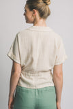 Chambray Button-Up Linen Top