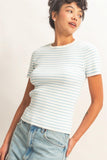 Striped Ribbed Crew Neck Top