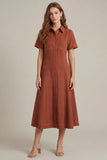 Short Sleeve Button Front Dress