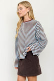 Striped Long Sleeve Knit Top