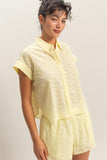 Eyelet Dolman Button Up Top