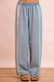 Lace Contrast Denim Pants