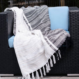 Woven Geo Throw With Fringe Black
