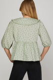 Collared Polka Dot Babydoll Top