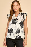 Ruffled Floral V-Neck Top