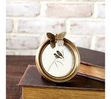 3.5 Rd. Ant. Gold Butterfly Photo Frame