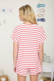 Striped Short Sleeve Textured Top