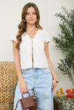 Scalloped Front Tie Lace Trim Top
