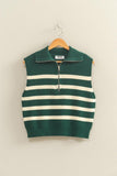 Striped Half-Zip Knit Sweater Vest