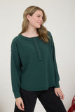 Ribbed Henley Exposed Seam Top