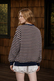 Striped Crew Neck Pocket Top