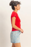 Button Front Short Sleeve Top