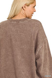 Curvy Acid Wash Fleece Pullover