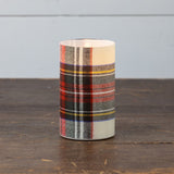 White Tartan 3d Flame Glass Candle