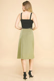 Belted Satin Midi Skirt