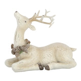 Laying Resin Deer W/neck Wreath