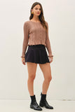 Ruffled Pointelle Cropped Cardigan