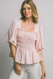 Puff-Sleeve Peplum Top