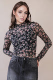 High Neck Sheer Mesh Lace Top