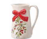 Cer Leaf/berry/bow Pitcher