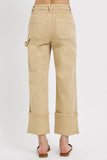 High Rise Straight Cuffed Jeans