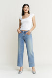 Mid Rise Straight Leg Jeans