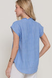 Dolman Sleeve V-neck Stripe Gauze Blouse