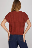 Drop Shoulder Cable Knit Sweater