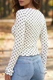 Polka Dot Lettuce Trim Top