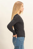 Button Front Ribbed Knit Top