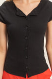 Scalloped Button Front Top