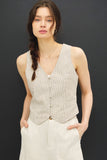 Striped Button Front Vest