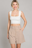 Grid Pattern Lawn Bermuda Shorts