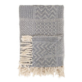 Recycled Cotton Blend Knit Throw W/fringe, Grey