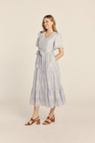 Embroidered V-Neck Midi Dress
