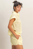 Eyelet Dolman Button Up Top
