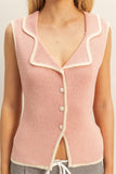 Knit Vest With Contrast Trim