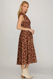 Smocked Zip Front Floral Dress