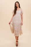 Square Neck Tiered Midi Dress