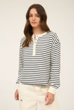 Striped Long Sleeve Henley Top