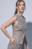 Front Slit Linen Vest