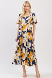 Square Neck Floral Maxi Dress