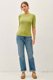 Classic Ribbed Crew Neck Top