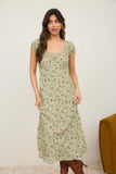 Floral Ruched Midi Dress