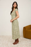 Floral Ruched Midi Dress