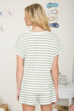 Striped Short Sleeve Textured Top