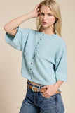Wide Sleeve Button Front Knit Cardigan