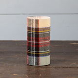 White Tartan 3d Flame Glass Candle