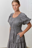 Smocked Gingham MIdi Dress