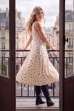 Stretch Polka Dot Suede Midi Dress